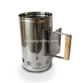 Stainless Steel Chimney Charcoal Starter With Wood Handle